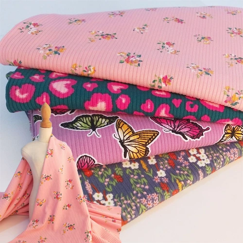 Jacquard پرنٹ پسلی فیبرک